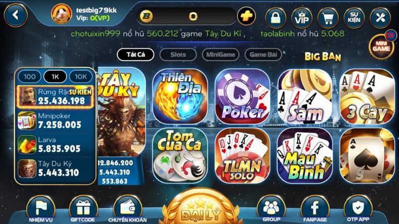 Các loại game phổ biến trong game bài Rikvip